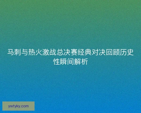 马刺与热火激战总决赛经典对决回顾历史性瞬间解析